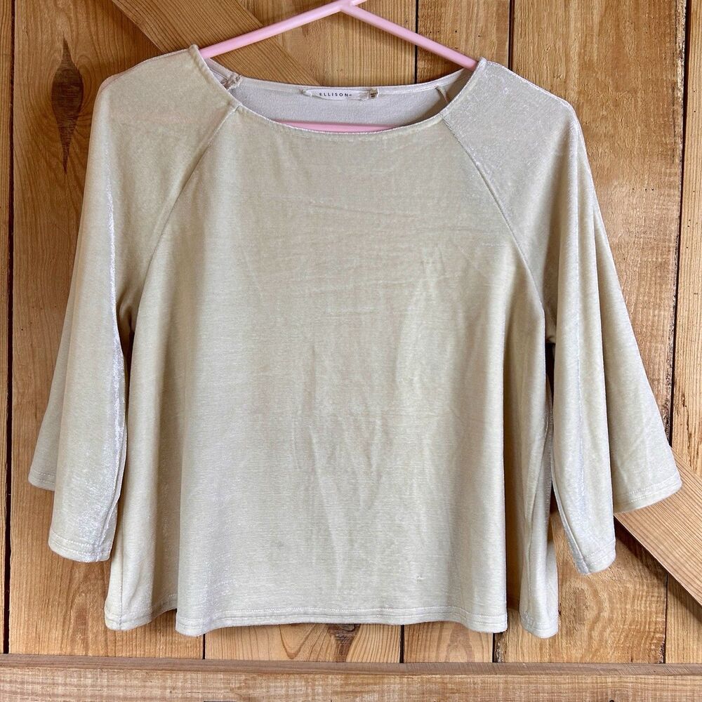 Ellison Ivory Women’s 3/4 Sleeve Crushed Velvet Flowy Blouse/ Shirt Size Small